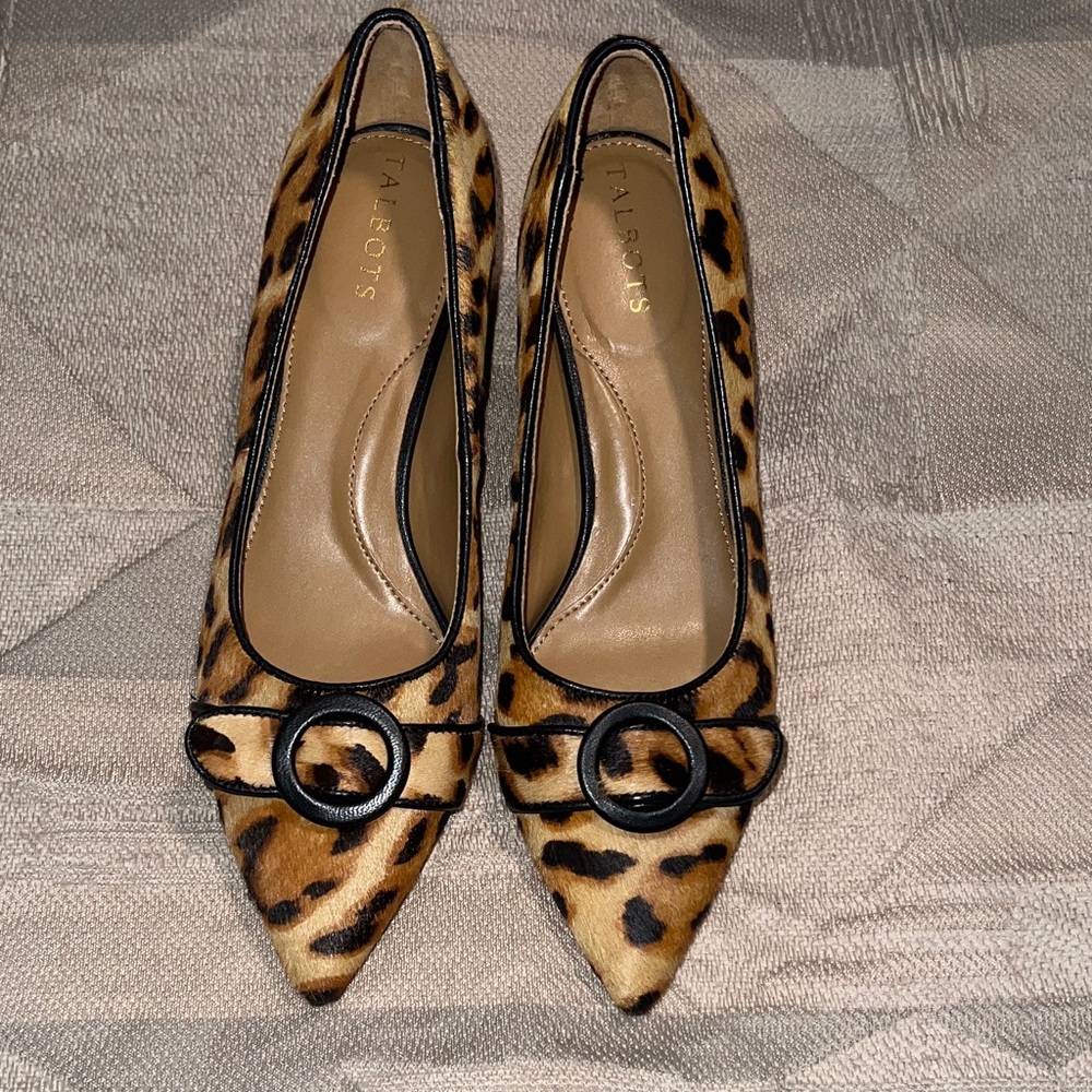 Talbots Animal Print Heels with Black Accents